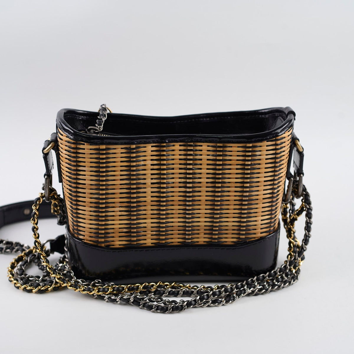 Chanel Small Raffia Gabrielle Bag Black/Brown 2019 - photo 2