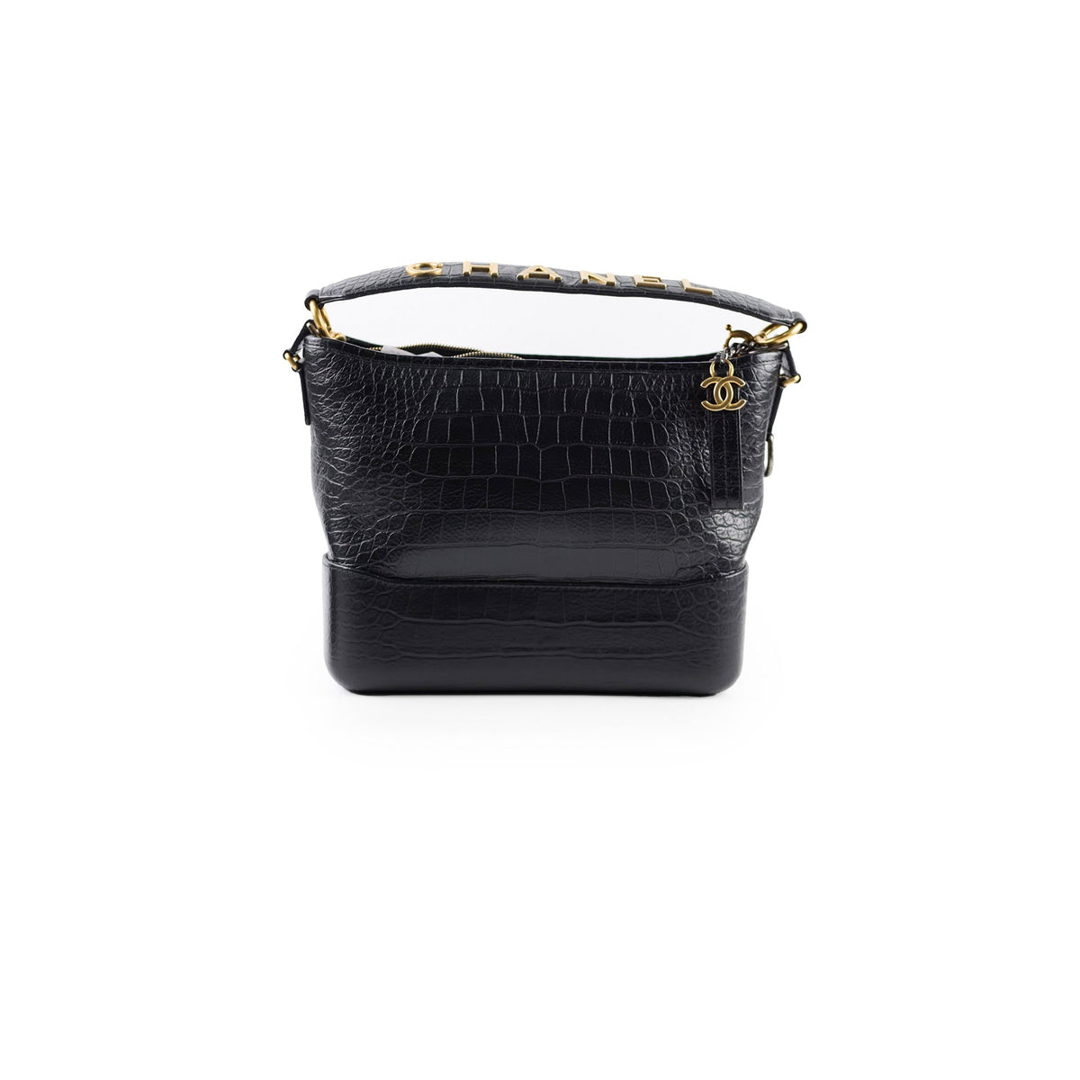 Chanel Gabrielle Large Croc Embossed Bag Black - photo 1