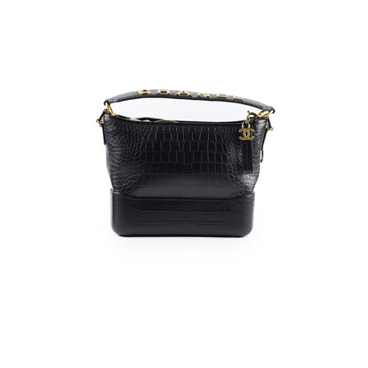 Chanel Gabrielle Large Croc Embossed Bag Black - photo 1