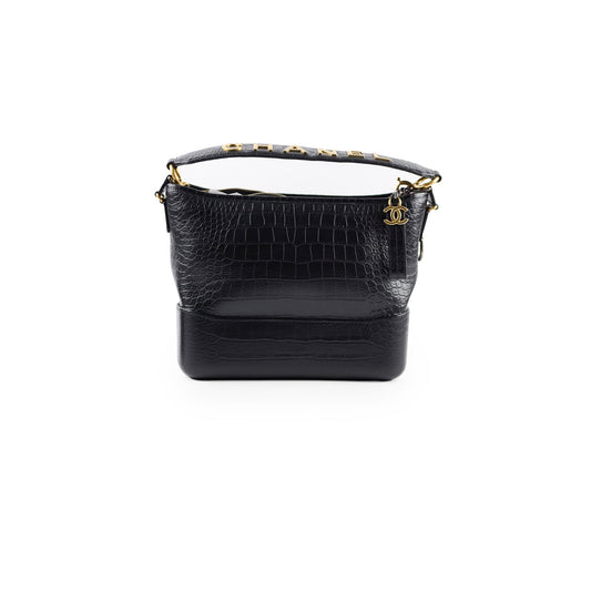 Chanel Gabrielle Large Croc Embossed Bag Black - photo 1