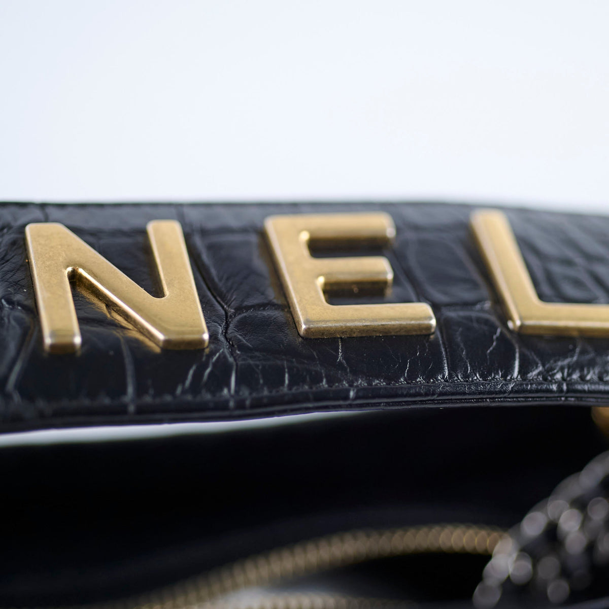 Chanel Gabrielle Large Croc Embossed Bag Black - photo 5