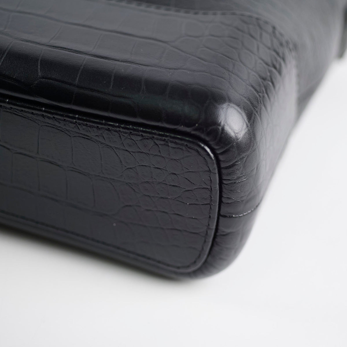 Chanel Gabrielle Large Croc Embossed Bag Black - photo 13