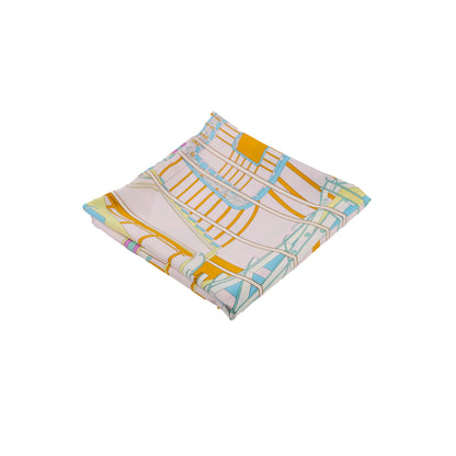 Hermes La Ligne Coup De Fouet 90cm Silk Scarf Rose Dragee/Vert/Jaune Souf - photo 1