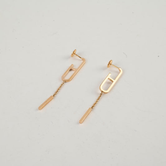 Hermes Chain D'Ancre 18k Rose Gold Earrings - photo 2