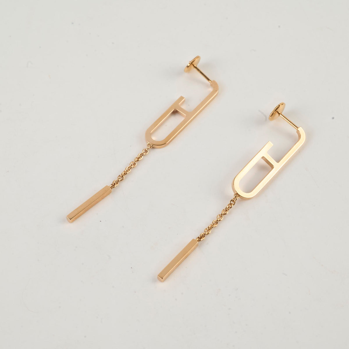 Hermes Chain D'Ancre 18k Rose Gold Earrings - photo 3