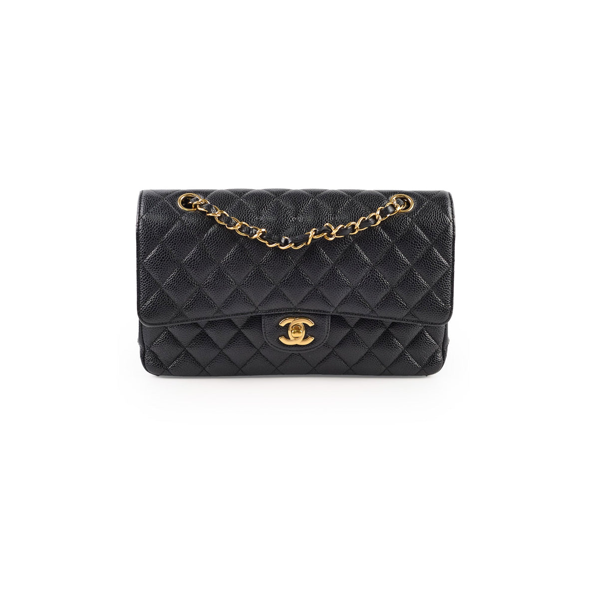 Chanel Medium/Large Caviar Double Classic Flap Black GHW - photo 1