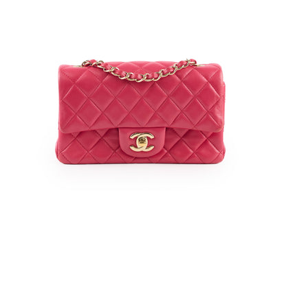 Chanel Mini Rectangular Lambskin LGHW Dark Pink Series 21 - photo 1