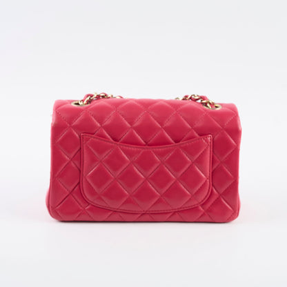Chanel Mini Rectangular Lambskin LGHW Dark Pink Series 21 - photo 2