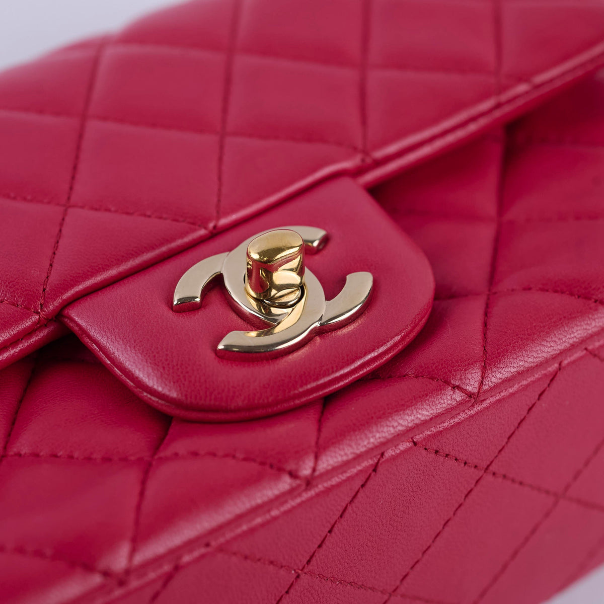 Chanel Mini Rectangular Lambskin LGHW Dark Pink Series 21 - photo 13