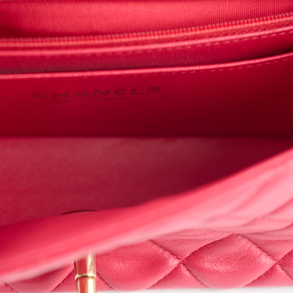 Chanel Mini Rectangular Lambskin LGHW Dark Pink Series 21 - photo 5