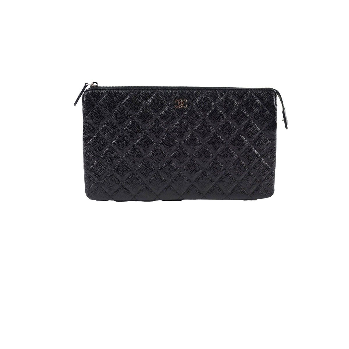 Chanel Double Zip Caviar Pouch Black SHW - photo 1