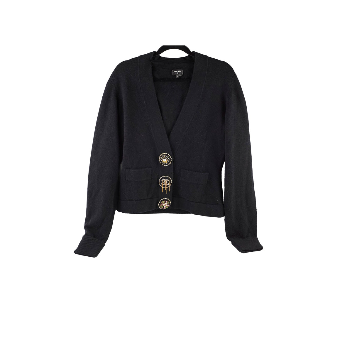 Chanel 22A Cashmere Cardigan Balck Size 38 - photo 1