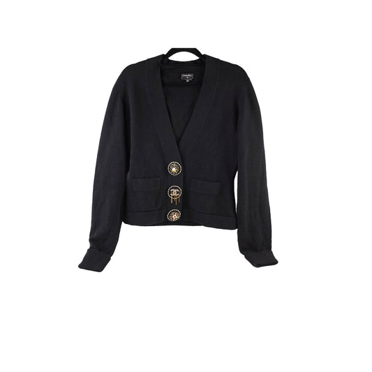 Chanel 22A Cashmere Cardigan Balck Size 38 - photo 1