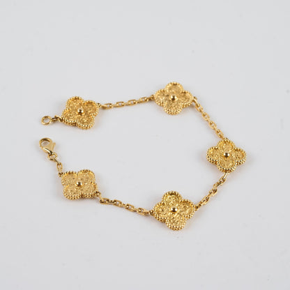Van Cleef & Arpels Vintage Alhambra 5 Motifs Bracelet Yellow Gold - photo 2