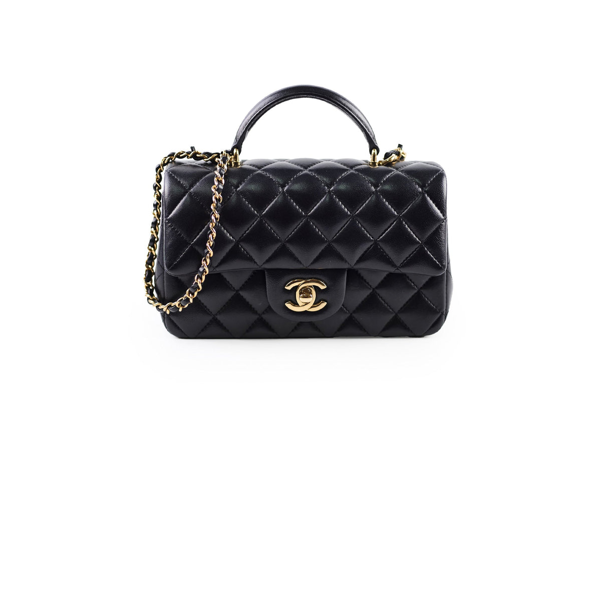 Chanel Top Handle Mini Rectangle Black Lambskin - photo 1