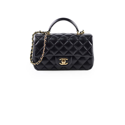 Chanel Top Handle Mini Rectangle Black Lambskin - photo 1