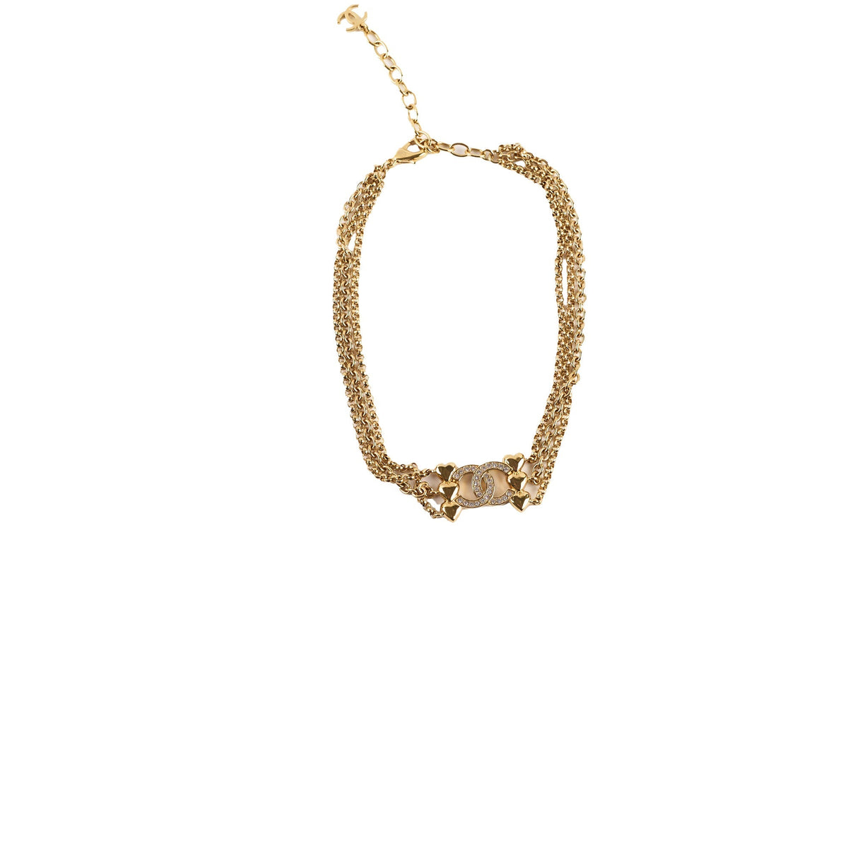 Chanel Crystal Heart CC Choker Gold Tone - photo 1