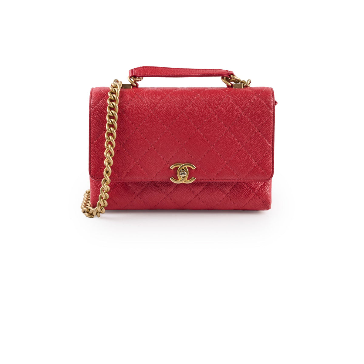 Chanel Caviar Quilted Carry Me Top Handle Red - photo 1