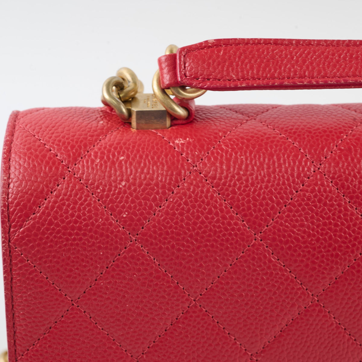 Chanel Caviar Quilted Carry Me Top Handle Red - photo 7