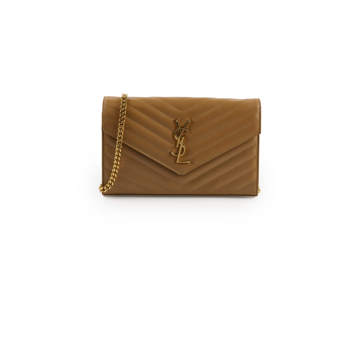 Saint Laurent Cassandre Envelope Wallet On Chain Beige - photo 1