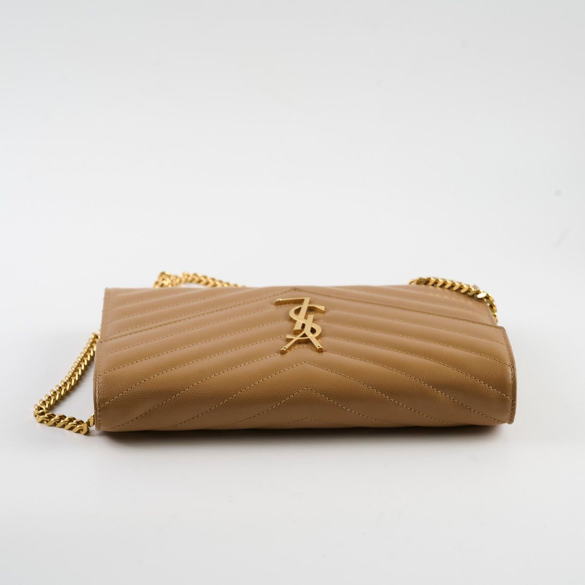Saint Laurent Cassandre Envelope Wallet On Chain Beige - photo 3