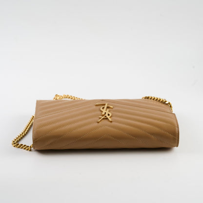Saint Laurent Cassandre Envelope Wallet On Chain Beige - photo 3