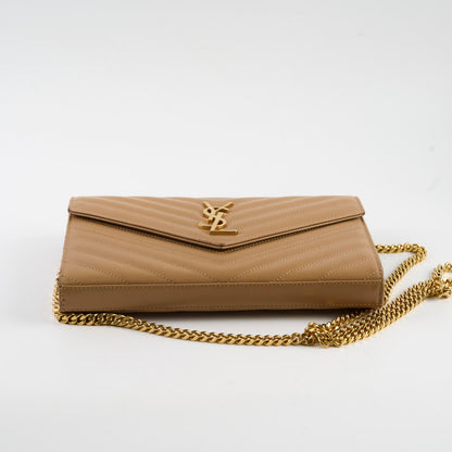 Saint Laurent Cassandre Envelope Wallet On Chain Beige - photo 5
