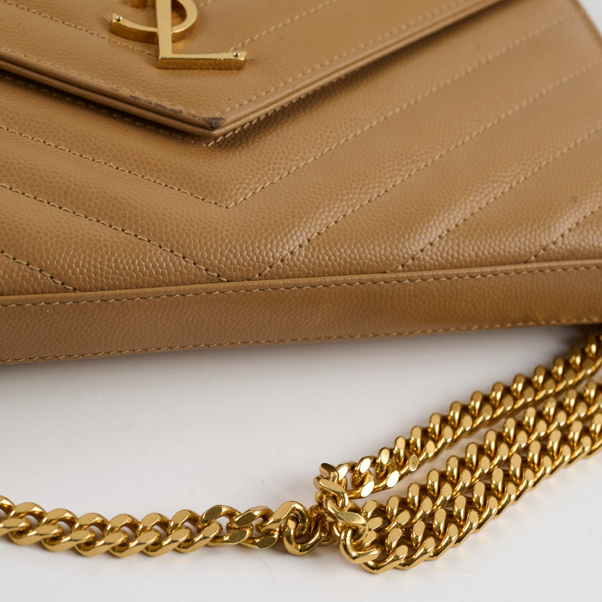 Saint Laurent Cassandre Envelope Wallet On Chain Beige - photo 13