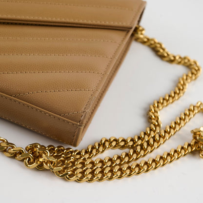 Saint Laurent Cassandre Envelope Wallet On Chain Beige - photo 14