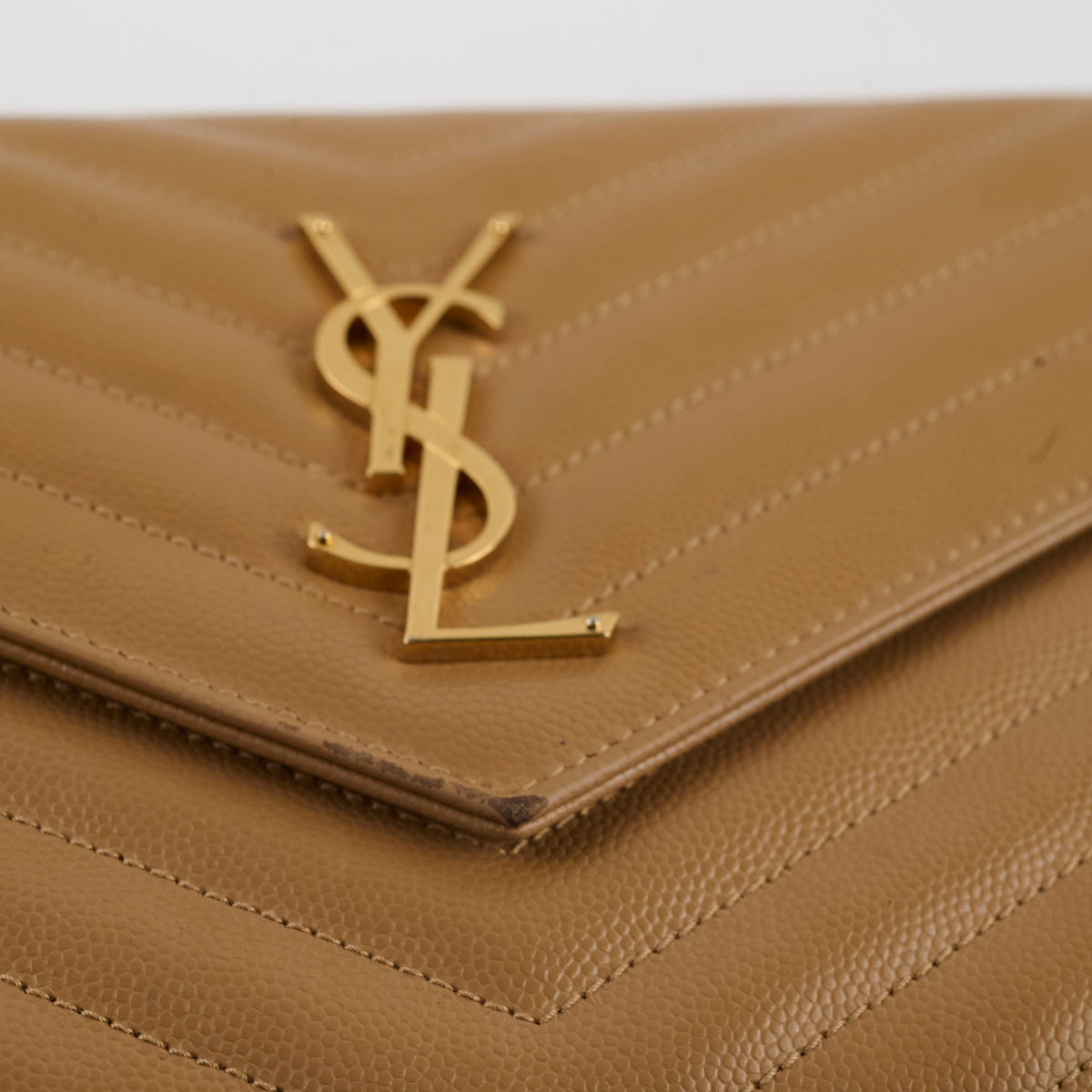 Saint Laurent Cassandre Envelope Wallet On Chain Beige - photo 15