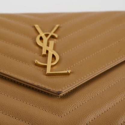 Saint Laurent Cassandre Envelope Wallet On Chain Beige - photo 15