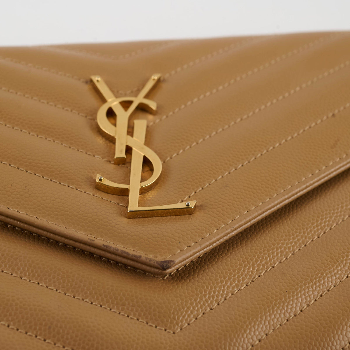 Saint Laurent Cassandre Envelope Wallet On Chain Beige - photo 16