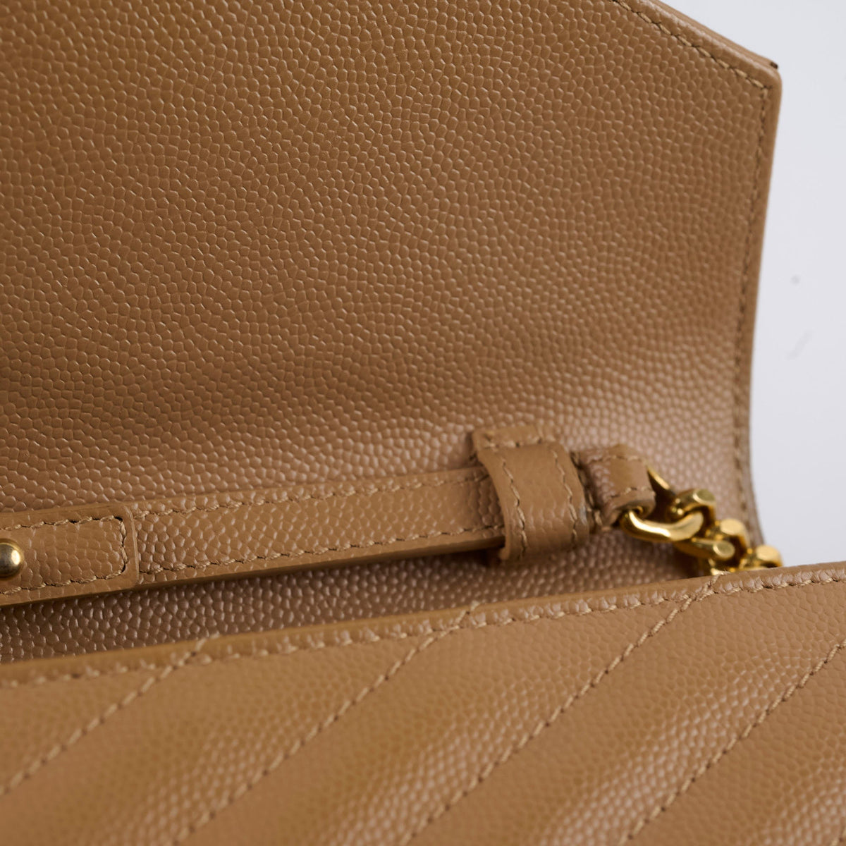 Saint Laurent Cassandre Envelope Wallet On Chain Beige - photo 7