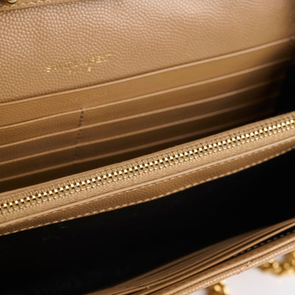 Saint Laurent Cassandre Envelope Wallet On Chain Beige - photo 8
