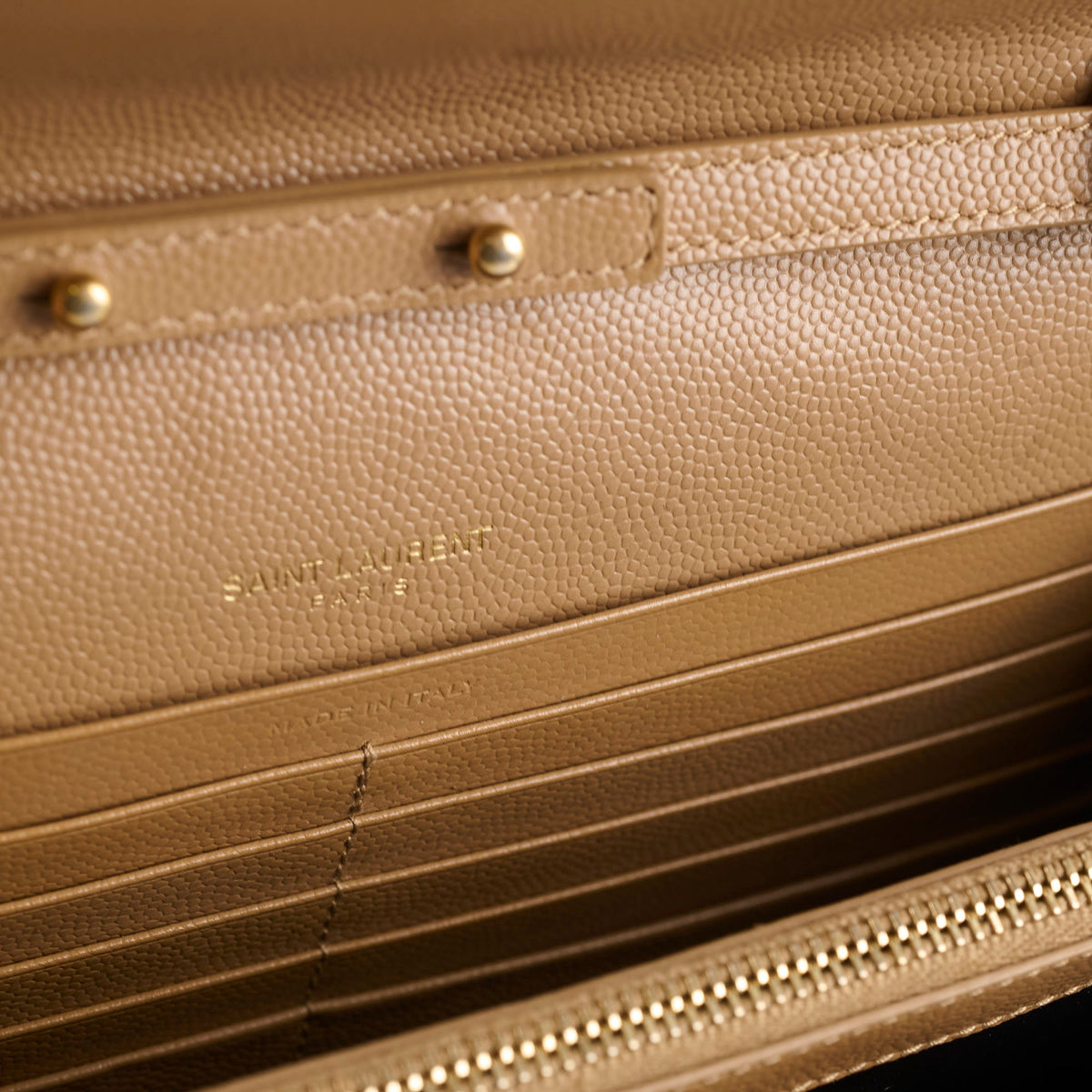 Saint Laurent Cassandre Envelope Wallet On Chain Beige - photo 9