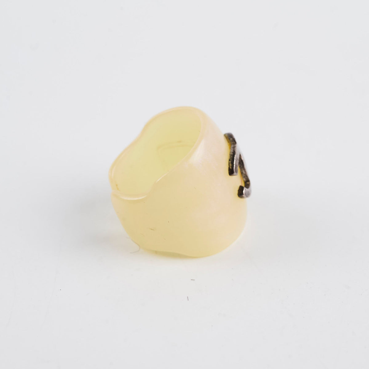 Chanel Vintage Open Rings- Coco Beige and Pearlescent CC (2001) - photo 4