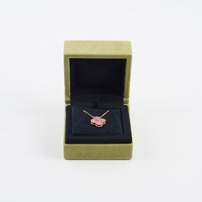 Van Cleef & Arpels Alhambra Pink Rhodonite Diamond Necklace Holiday Pendant 2021 - photo 2