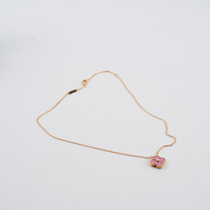 Van Cleef & Arpels Alhambra Pink Rhodonite Diamond Necklace Holiday Pendant 2021 - photo 8