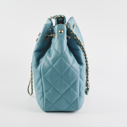 ITEM 16 - Chanel Drawstring Bucket Bag Light Blue - photo 3