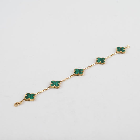 Van Cleef & Arpels Vintage Alhambra 5 Motif Bracelet Malachite 2024 - photo 2