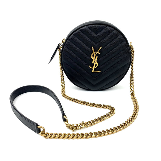 Saint Laurent Vinyle YSL Round Quilted Grain de Poudre Crossbody Bag - photo 2