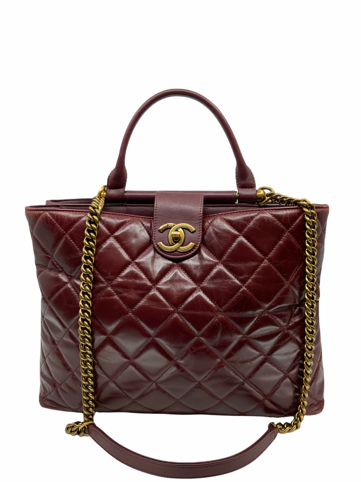 Chanel Quilted Large Gold Bar Top Handle Tote - photo 3