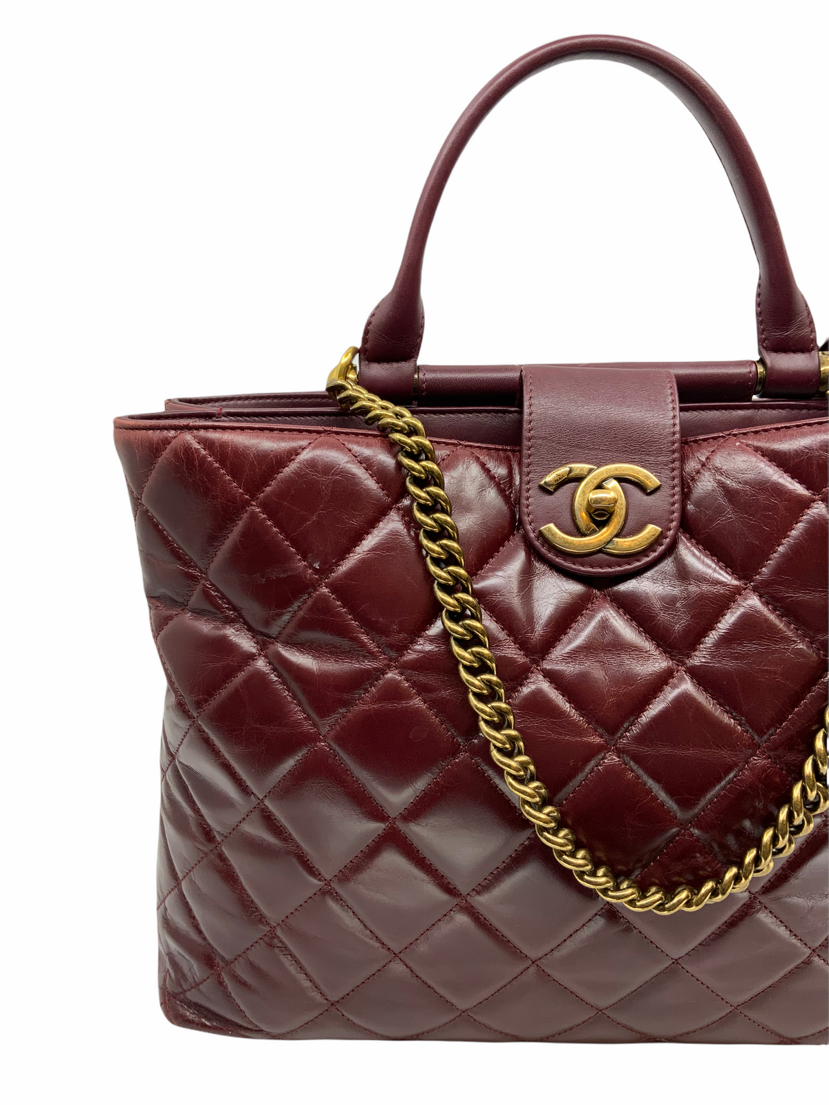 Chanel Quilted Large Gold Bar Top Handle Tote - photo 5