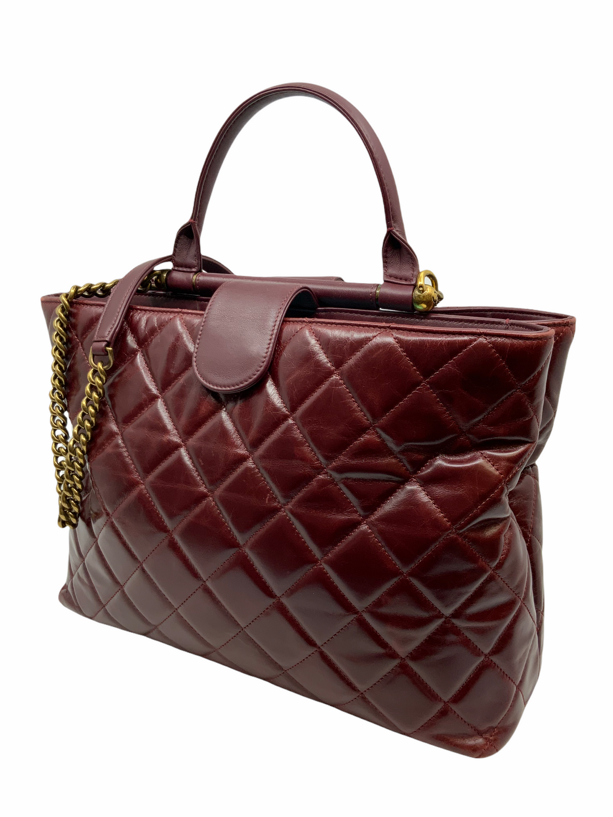 Chanel Quilted Large Gold Bar Top Handle Tote - photo 6