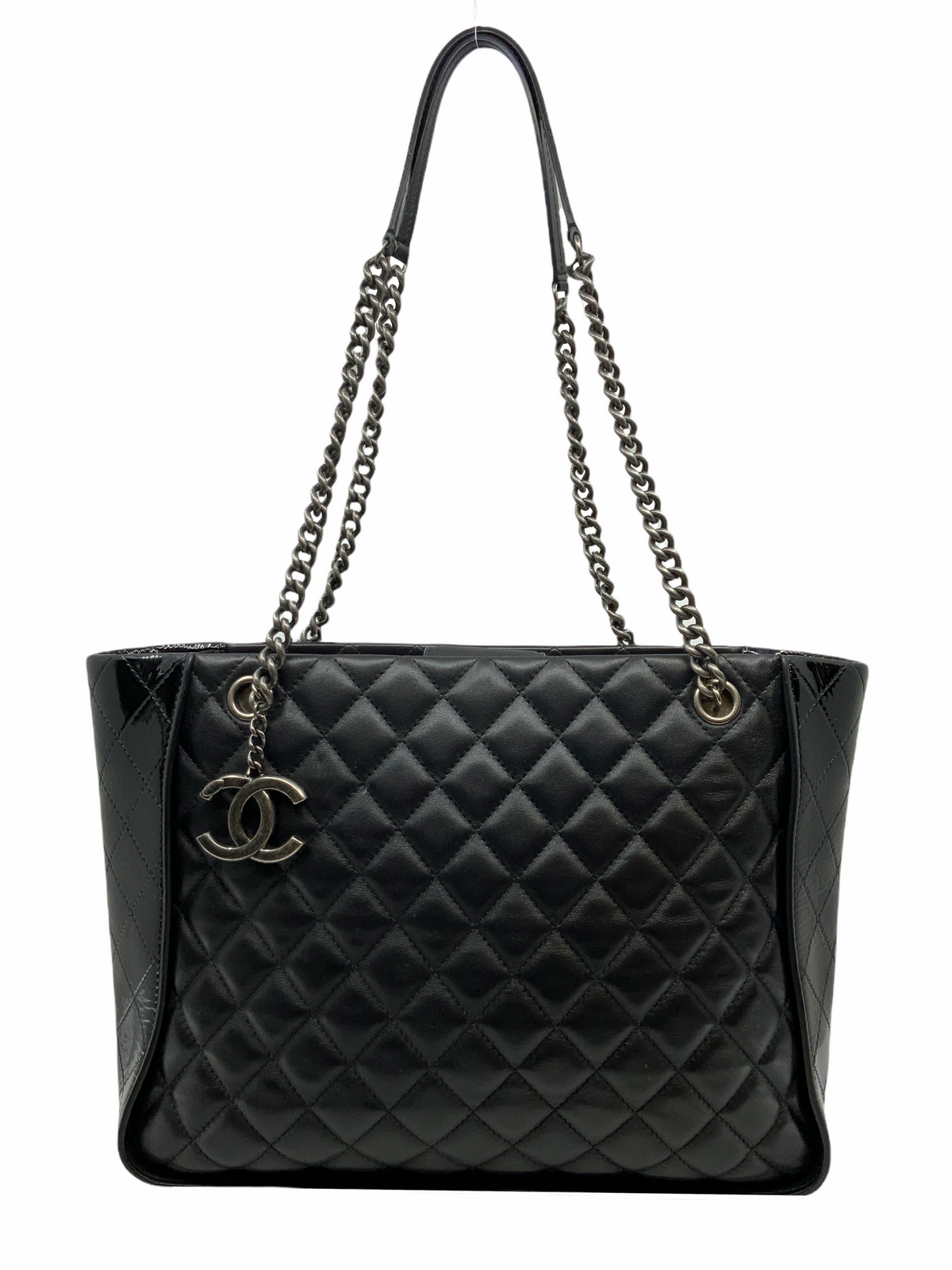Chanel CC Charm Quilted Lambskin Patent Leather Tote - photo 1