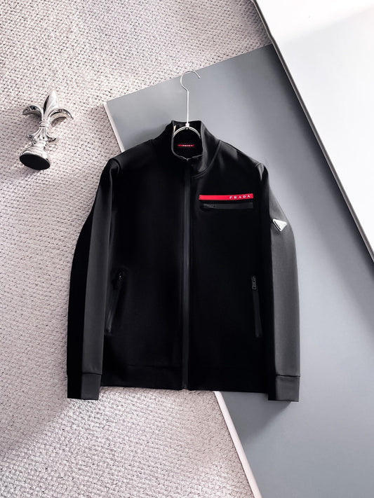 Prada Linea Rossa Tracksuit Set - Black Technical Knit Zip Jacket & Jogger Suit - photo 2