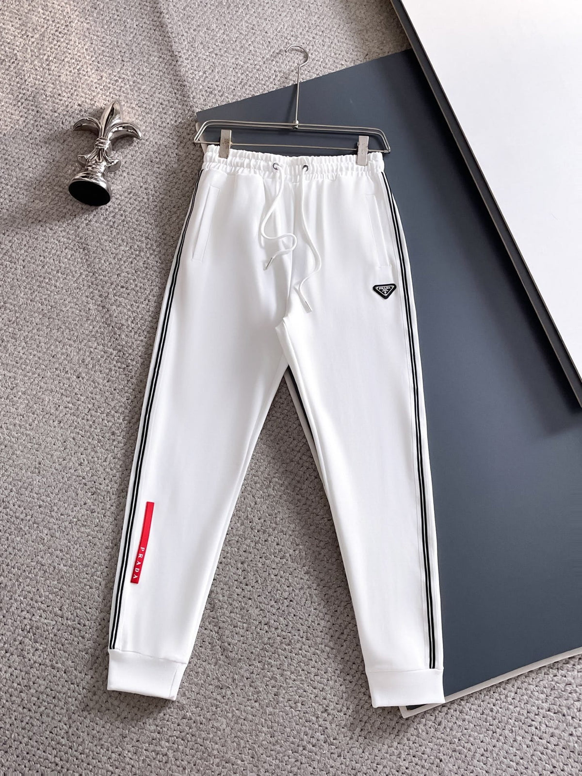 Prada Linea Rossa Tracksuit Set - White Technical Knit Stripe Zip Jacket & Pants - photo 4