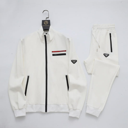 Prada Linea Rossa Tracksuit Set - White Technical Knit Zip Jacket & Pants - image 1