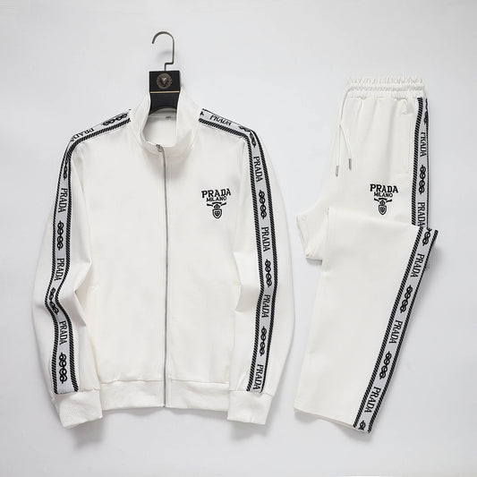 Prada Milano Logo Side Band Technical Jersey Tracksuit White - photo 1