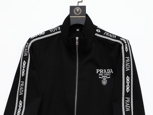 Prada Milano Logo Side Band Technical Jersey Jacket Black - photo 2